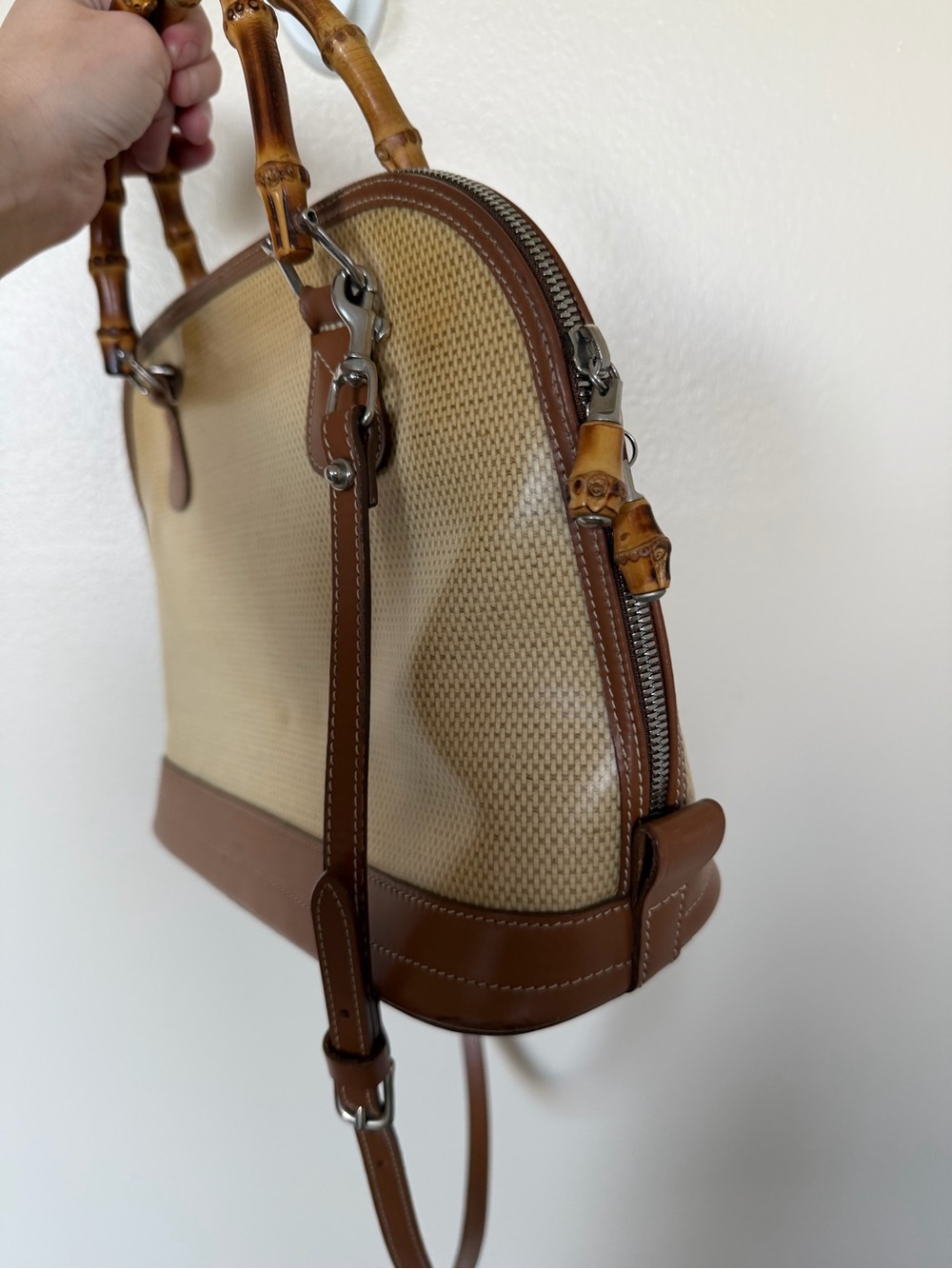 DOONEY & BOURKE Vintage Handbag Shoulder bag with Bamboo Handles - Picture 6 of 14